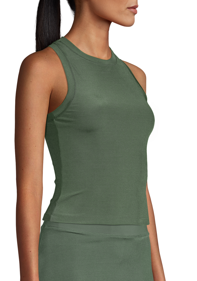 Shiny Rib Crop Top – Northern green
