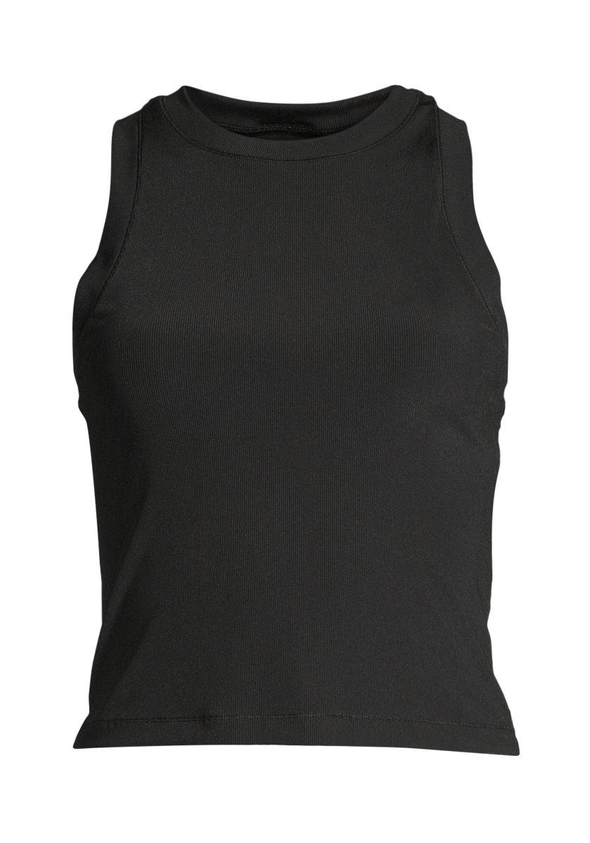 Shiny Rib Crop Top – Black